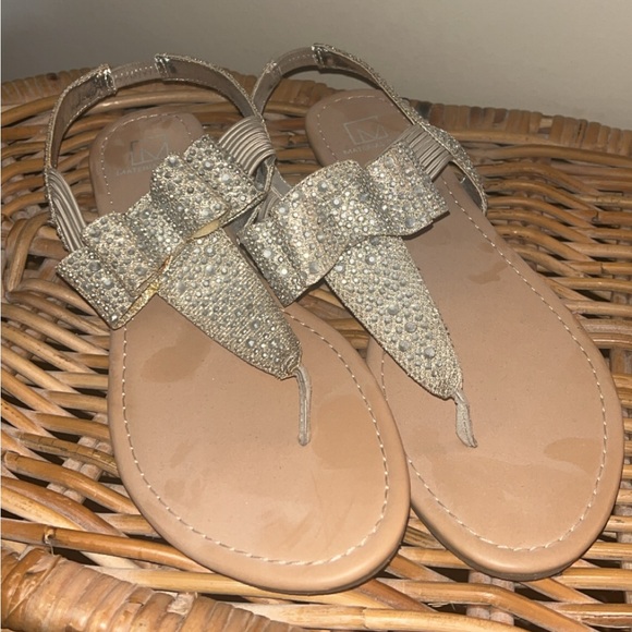 Material Girl Glittery Sandals with Bow - Picture 2 of 9